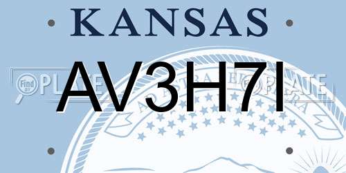 AV3H7I Kansas License Plate