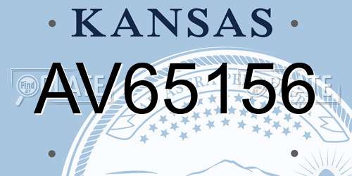 AV65156 Kansas License Plate