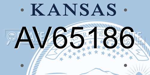 AV65186 Kansas License Plate