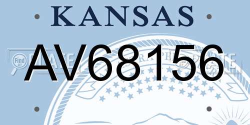 AV68156 Kansas License Plate