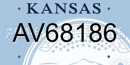 AV68186 Kansas License Plate