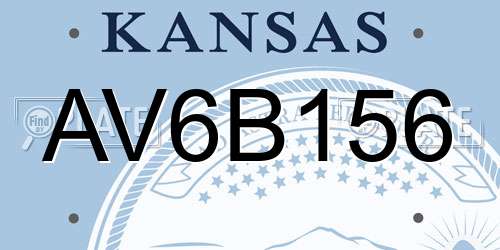 AV6B156 Kansas License Plate