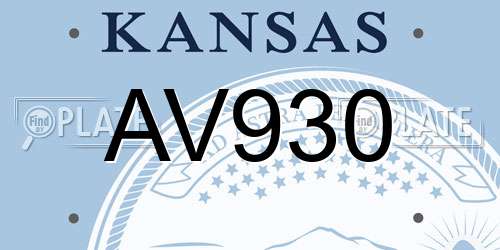AV930 Kansas License Plate