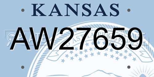 AW27659 Kansas License Plate