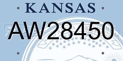 AW28450 Kansas License Plate
