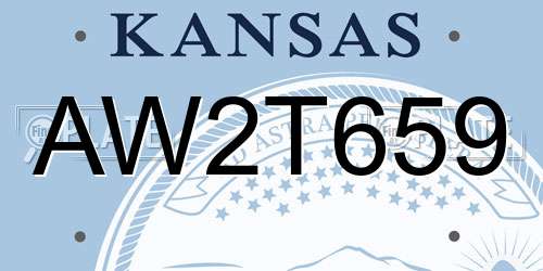 AW2T659 Kansas License Plate