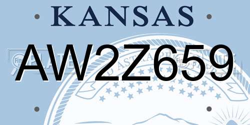 AW2Z659 Kansas License Plate