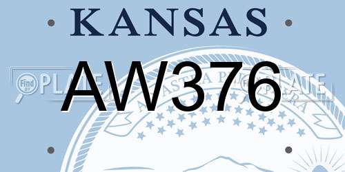 AW376 Kansas License Plate