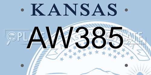 AW385 Kansas License Plate
