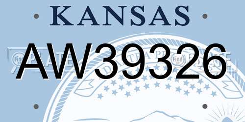 AW39326 Kansas License Plate