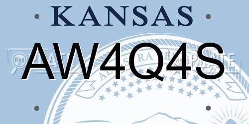 AW4Q4S Kansas License Plate