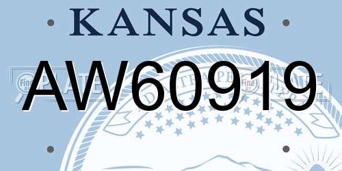 AW60919 Kansas License Plate