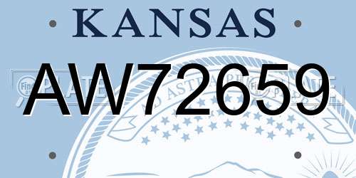 AW72659 Kansas License Plate