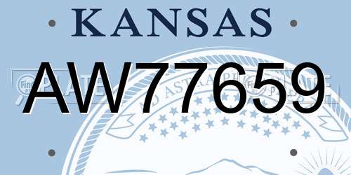 AW77659 Kansas License Plate