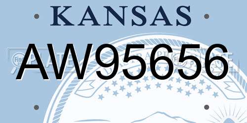 AW95656 Kansas License Plate