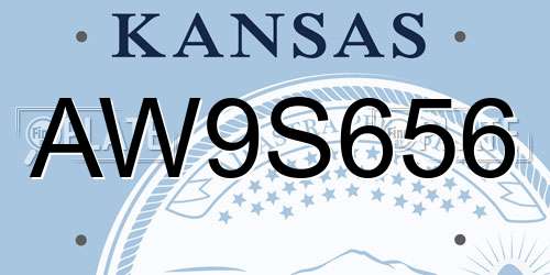 AW9S656 Kansas License Plate