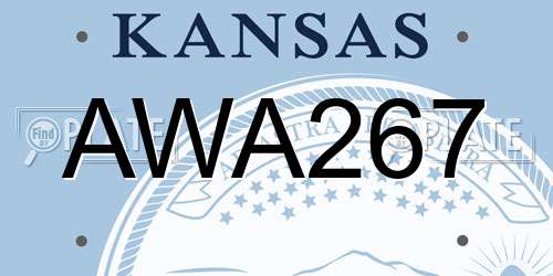 AWA267 Kansas License Plate