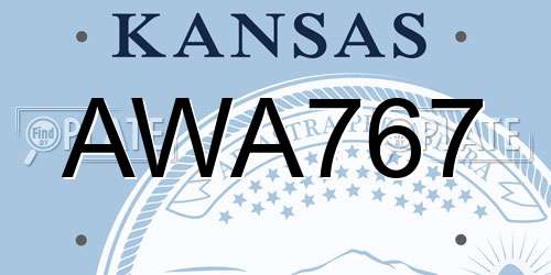 AWA767 Kansas License Plate