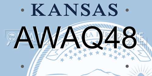 AWAQ48 Kansas License Plate