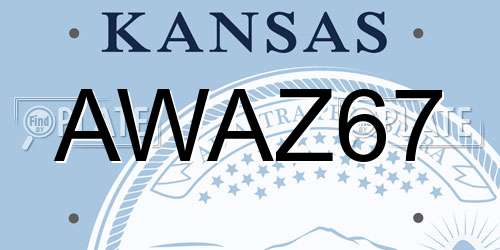 AWAZ67 Kansas License Plate
