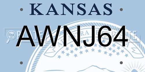 AWNJ64 Kansas License Plate