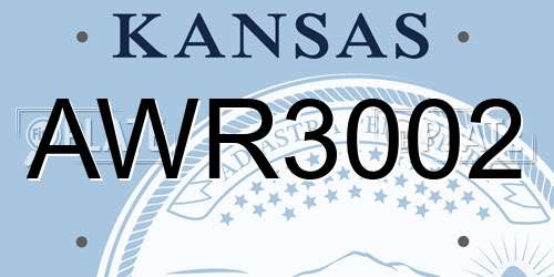 AWR3002 Kansas License Plate