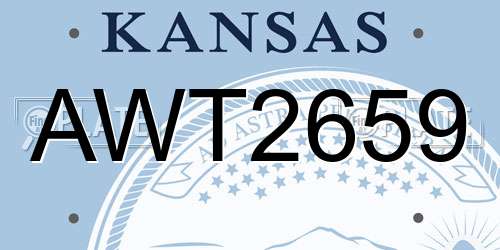 AWT2659 Kansas License Plate