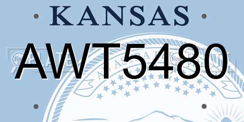 AWT5480 Kansas License Plate