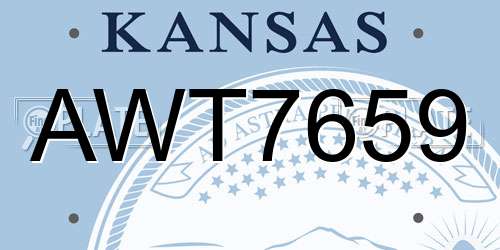 AWT7659 Kansas License Plate