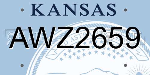 AWZ2659 Kansas License Plate