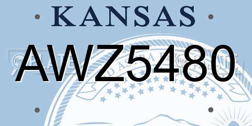 AWZ5480 Kansas License Plate