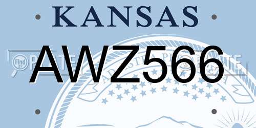 AWZ566 Kansas License Plate
