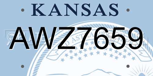 AWZ7659 Kansas License Plate