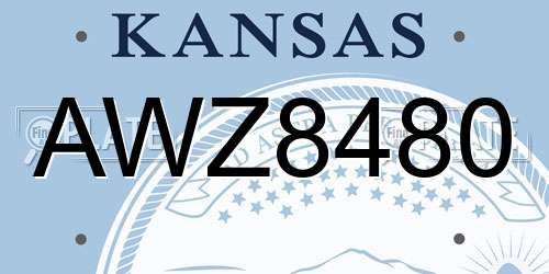AWZ8480 Kansas License Plate
