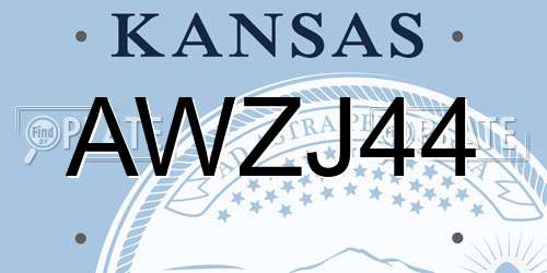 AWZJ44 Kansas License Plate