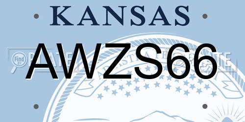 AWZS66 Kansas License Plate
