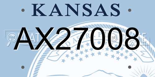 AX27008 Kansas License Plate