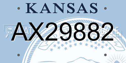 AX29882 Kansas License Plate