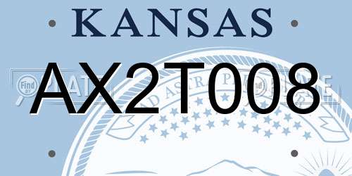 AX2T008 Kansas License Plate