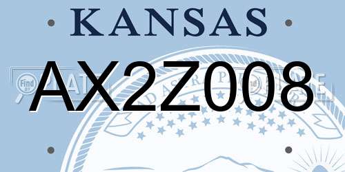 AX2Z008 Kansas License Plate