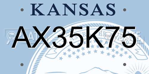 AX35K75 Kansas License Plate