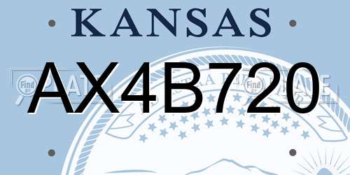 AX4B720 Kansas License Plate