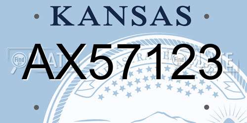 AX57123 Kansas License Plate