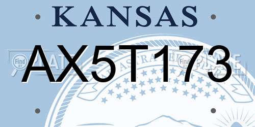 AX5T173 Kansas License Plate