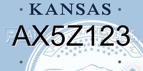 AX5Z123 Kansas License Plate
