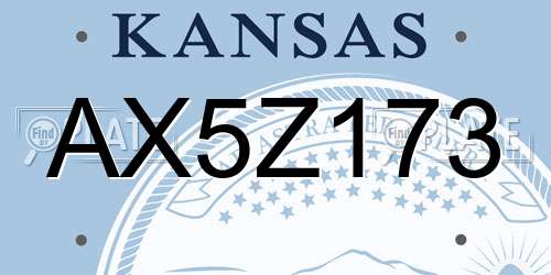 AX5Z173 Kansas License Plate