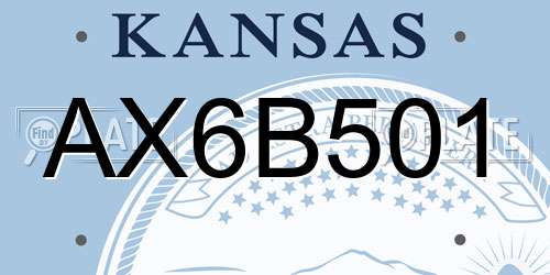 AX6B501 Kansas License Plate