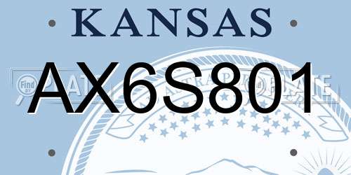 AX6S801 Kansas License Plate