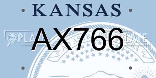 AX766 Kansas License Plate