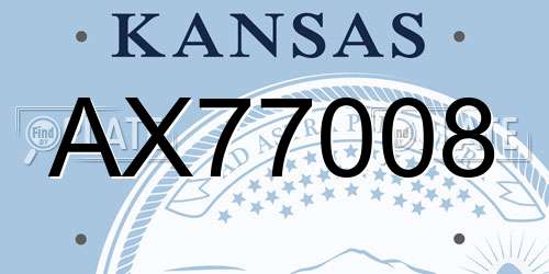 AX77008 Kansas License Plate